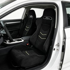 2x Adjustable Car Universal Racing Bucket Seats Black Reclinable Racing Seat