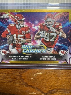 2025 Topps Chrome Cosmic Patrick Mahomes Travis Kelce Star Clusters Gold /50