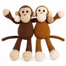 2 Pack Chimpanzee Crochet Kit for Beginners Adult Amigurumi with Video Tutorials
