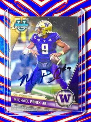 2023 Bowman Chrome U Michael Penix RC Auto (IP) #141 Washington Atlanta Falcons