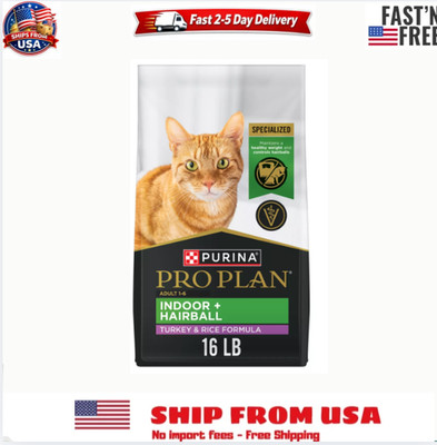 Purina Pro Plan Hairball, Indoor Dry Cat Food, Turkey & Rice, 16 lb