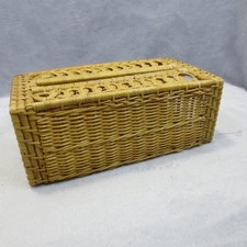 Vtg Natural Wicker Rattan Tissue Box Holder Cover Boho Tropical Coastal