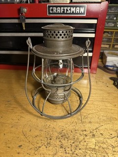 WW1 Adlake Railroad Lantern With Clear Cast United States Army vesta Globe.