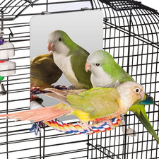 7" Bird Mirror with Rope Perch, Bird Swing, Parrot Cage Toys for Parakeet Africa