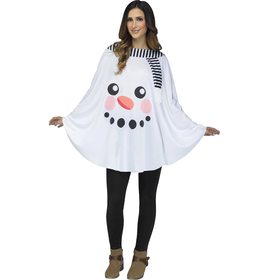 Poncho de Navidad muñeco de nieve talla única Fun World adulto Foto 2 de 4