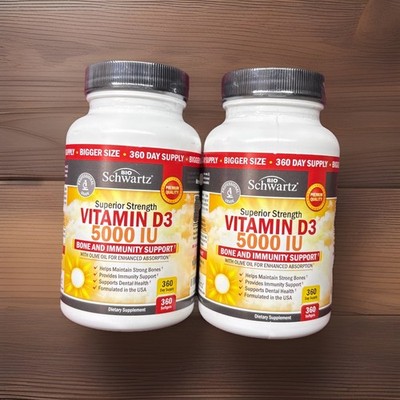 BioSchwartz Vitamin D3 5000 IU (125 mcg) Immune Support 360 Softgels each. 2 PK!