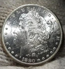 1880-s Morgan Silver Dollar Brilliant Uncirculated Slight Cameo & Mirrors