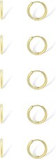 Dainty Small Gold Hoop Earrings for Women Set: 5 Pairs Lightweight 14K Gold Mini