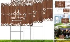 3 Pack 17'' 12.5'' Wedding This Way Signs Double Sided 17  x 12.5  Brown
