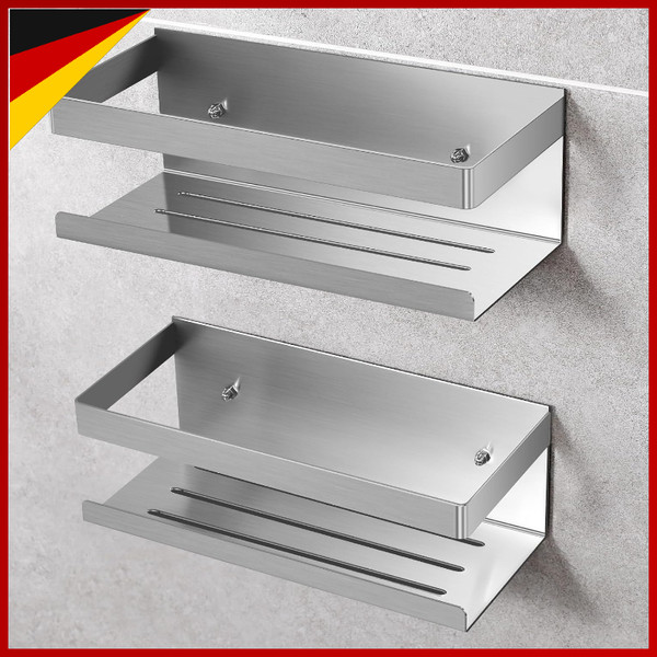 Duschablage Ohne Bohren Edelstahl SUS304 2 StüCk Badezimmer Regal Organizer-image