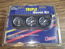Mini Auto Gauge Trio 7-185 Illuminated Ammeter Oil Pressure Water Temp Nos New