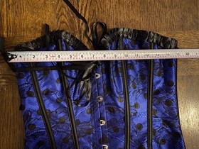 Corset Black Lace Blue Hook Closure Lace Up Cosplay Valentines Day Women&rsquo;s L