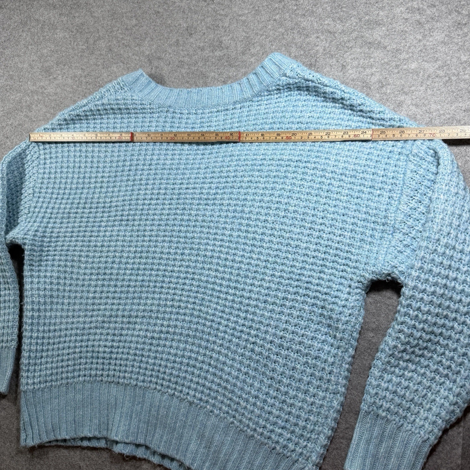American Eagle Crochet Sweater Womens S Blue V Neck Chunky Knit Drop Shoulder thumbnail 15
