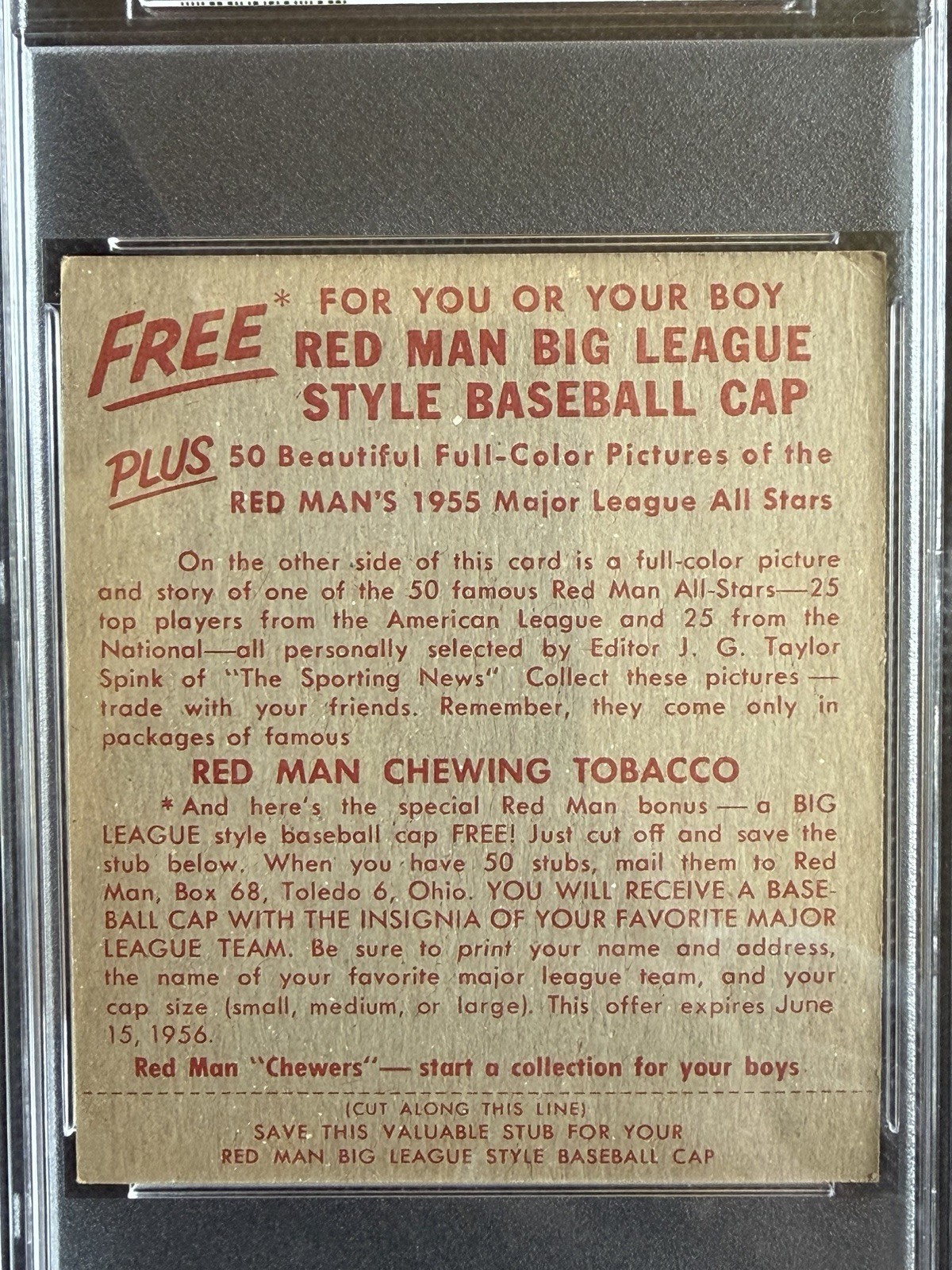 1955 RED MAN TOBACCO WILLIE MAYS PSA 4 HOF RARE! WITH TAB view 4