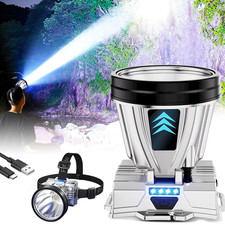 Super Bright Rechargeable High Power Headlamp, Outdoor LED Spotlight Waterproof