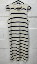 Liz Claiborne Knitwear Tank Maxi Dress Ivory Black Striped / Womens Large