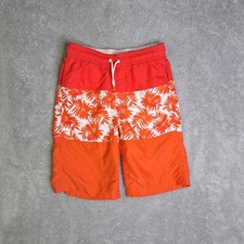 Cat  Jack Boys Swim Trunks XL Red  Orange Hawaiian Print