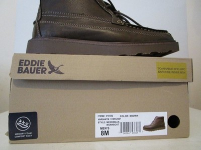 Eddie Bauer Merrimack Faux Leather Moc Toe Lace Up Mens Work Boots Brown Size 8M