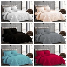 100% Cotton Stripped Duvet Pillow Covers Bed Set Fitted Sheet Bedding All Sizes