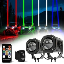 Pair Whipless Laser RGB LED Whip Light Antenna Remote For ATV UTV Can Am Polaris