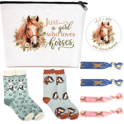 CIXICM Makeup Bags Horses Cosmetic Bag for Women Girls Horse Lover Frog Gifts