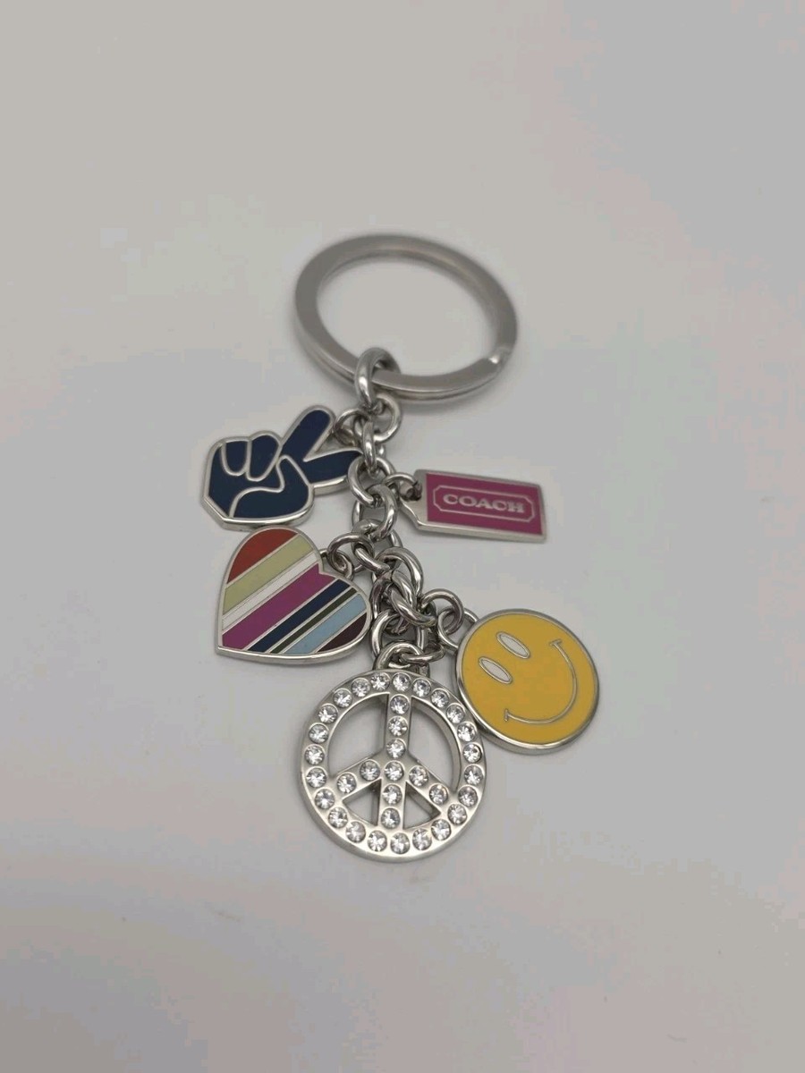 COACH VINTAGE RARE Five Charm Keychain/Fob Bag Charm Smileyface