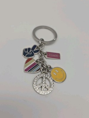 COACH VINTAGE RARE Five Charm Keychain/Fob Bag Charm Smileyface