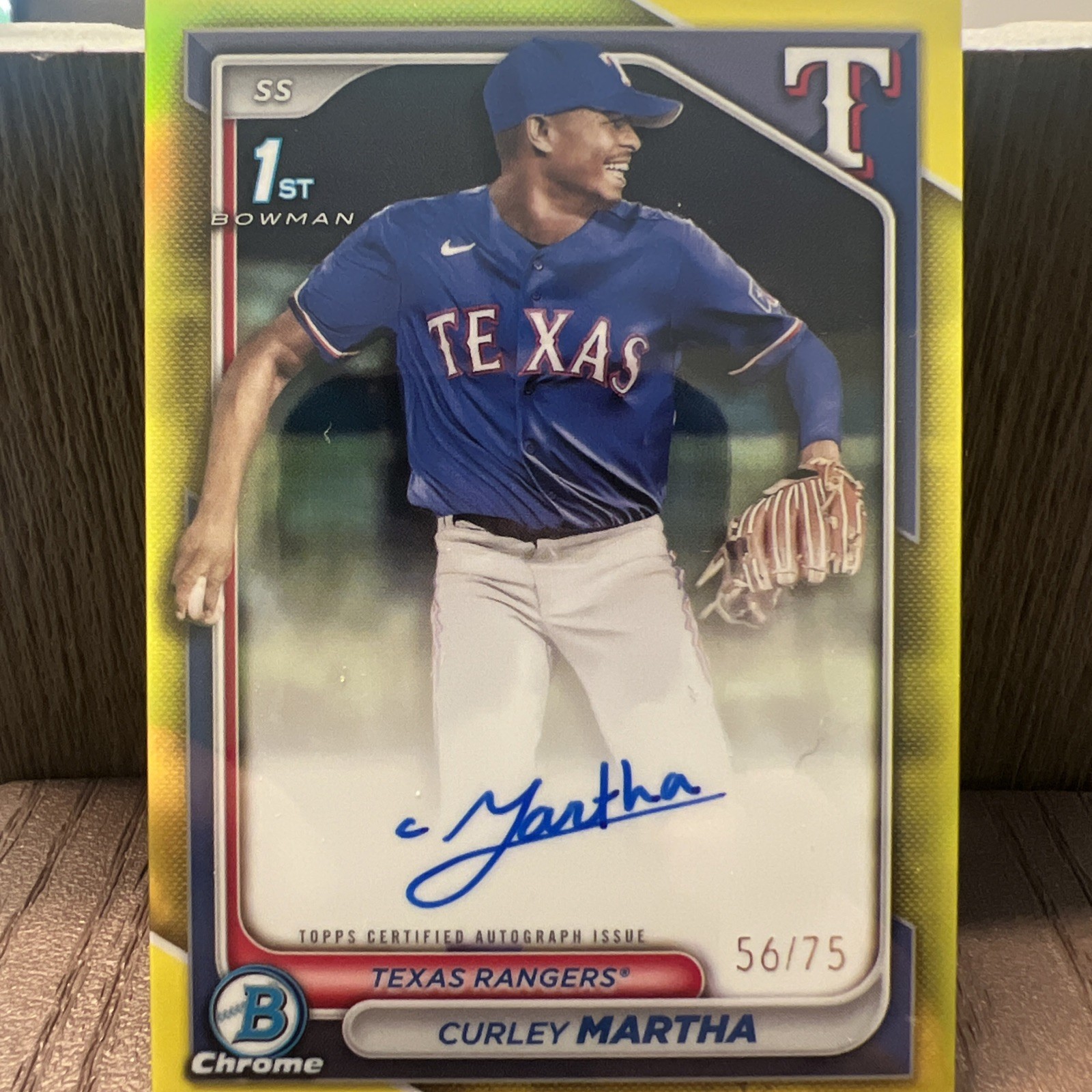 2024 Bowman Chrome Prospect Yellow Refractor /75 Curley Martha #CPA-CM Auto