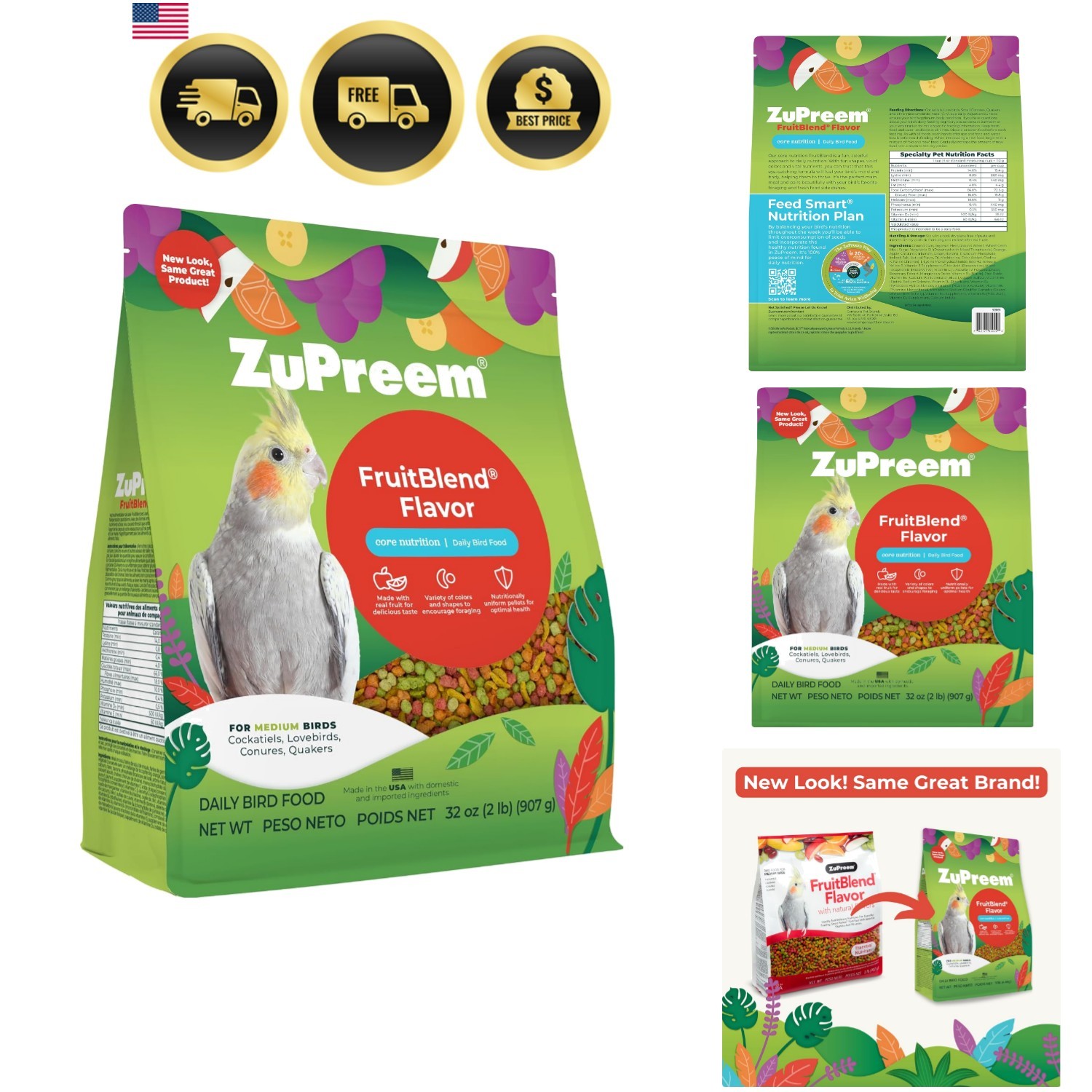 Pellets Fruitblend For Cockatiel Lovebird Quaker Small Conur