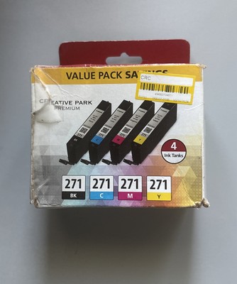 Genuine OEM Canon Pixma CLI 271 Ink Cartridge 4 Pack Black Color Cyan Magenta