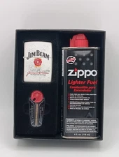Zippo Jim Beam White Design 46306 Lighter, Flints,  Lighter Fluid Gift Set 