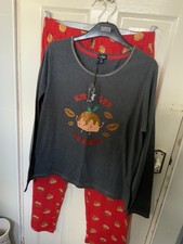 NEXT Ladies Pour Moi Kissmass Pudding Pyjamas Size 14 100% Cotton Jersey BNWT