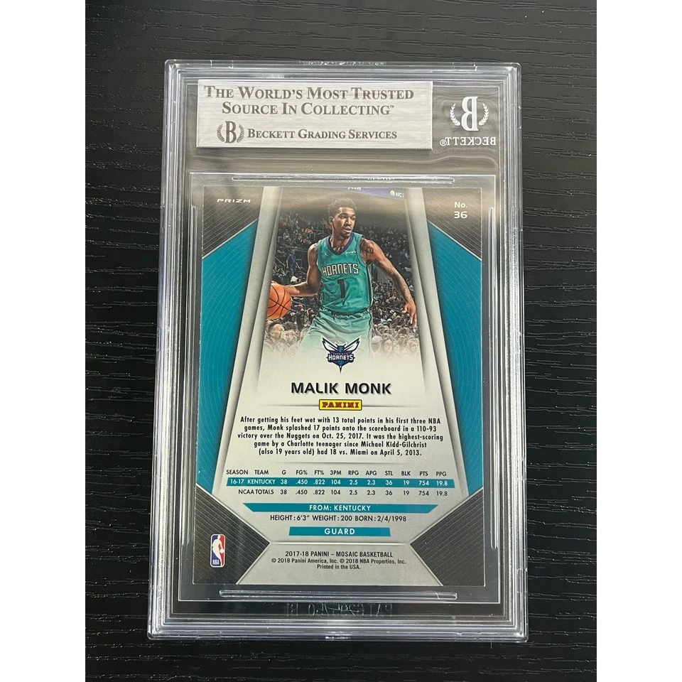 2017-18 Panini Prizm Mosaic Malik Monk Signed Card Auto Beckett BAS - Image 2 of 2