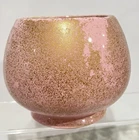Vintage McCoy Bowl Planter Vase U.S.A. Pink with Gold Flake 4” Tall ~ Chip Base