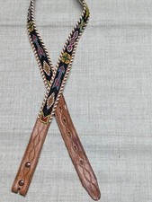 vintage NATIVE AMERICAN INDIAN buckle belt 32 handcrafted BEADED leather western