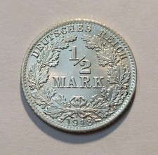 1918 D  Germany 1/2 Mark World Silver Coin