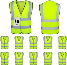 Safety Vest for Construction, Traffic, Running, Security, Hi Vis, Yellow, 10 Pac