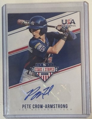 2018 PANINI USA STARS STRIPES PETE CROW-ARMSTRONG 15U SP RC BLUE INK AUTO #/187