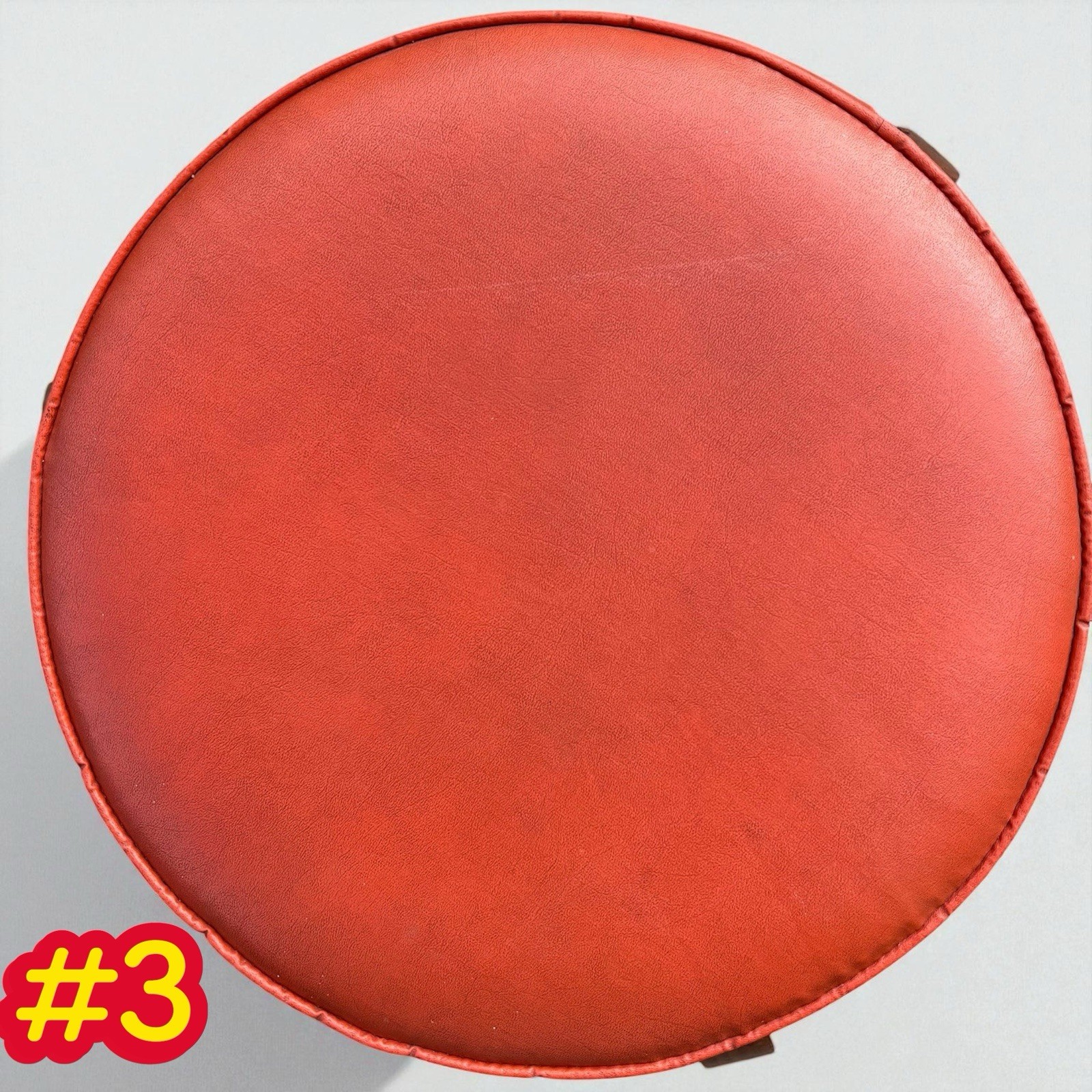 3 Vintage MCM Thonet Bentwood Nesting Stools Mid Century Stacking Orange Vinyl