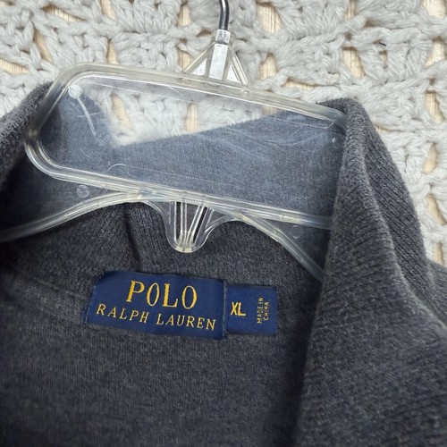 Polo Ralph Lauren Sweater Pullover Mens XL Gray 1/4 Zip 100%Cotton Knit Preppy - 第 7/9 張圖片