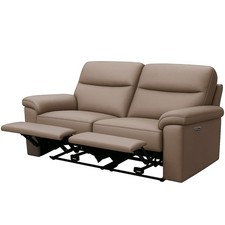 Aspire Corvan Mushroom Leather 2 Seater Power Recliner Sofa RRP �1070