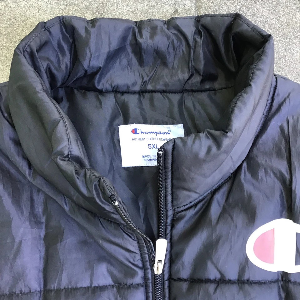 Chaleco acolchado Champion para hombre 5XL negro cremallera completa bolsillos sin mangas Foto 3 de 4