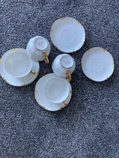HAVILAND RANSON GOLD 4 CUPS AND SAUCERS