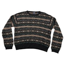 Vintage Gap Sweater Mens Large Fair Isle Cotton Knit Geometric Crewneck 90s