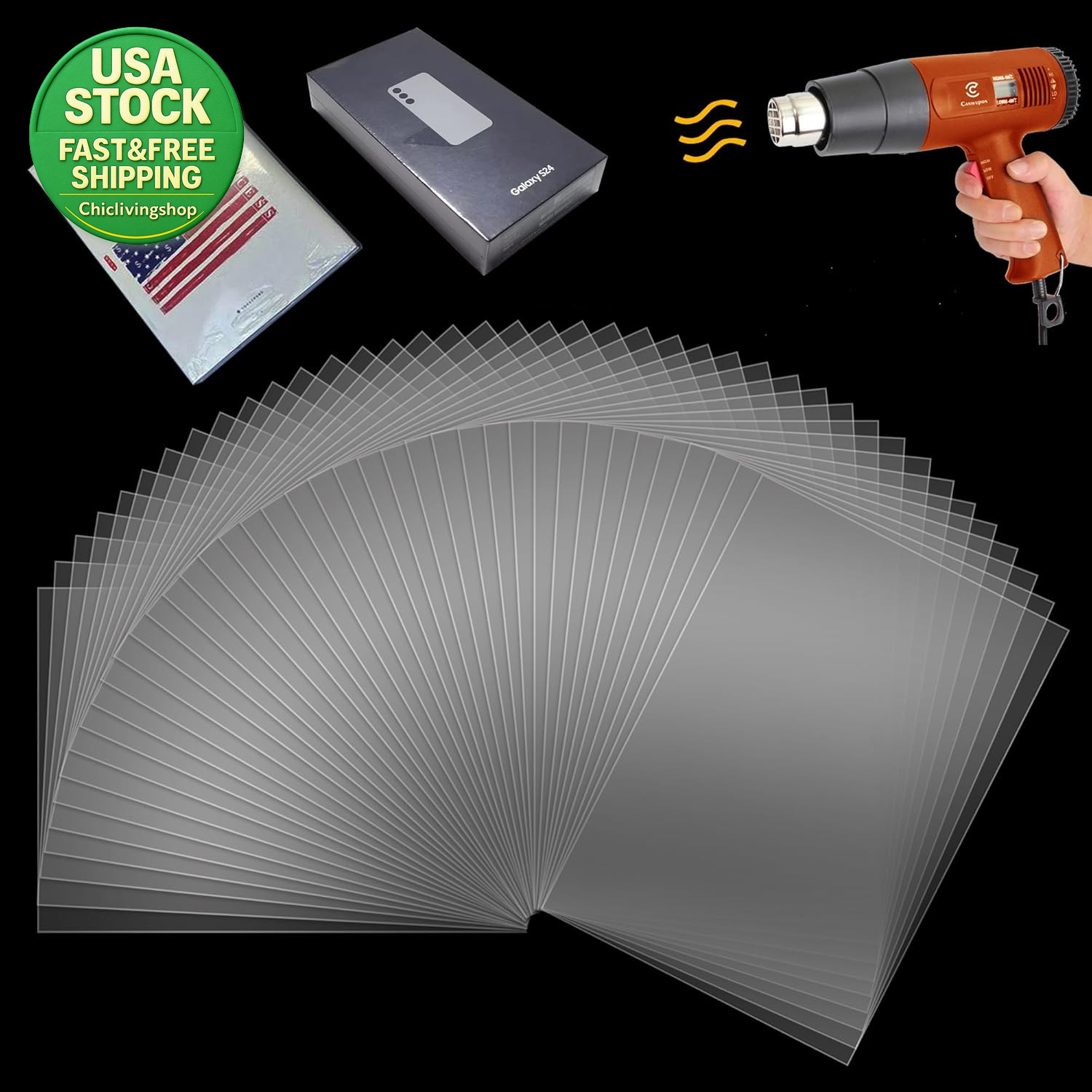 Shrink Wrap Bags 100Pcs 12X8 Inch Clear PVC Heat Seal for Soap Bath Bombs Jars