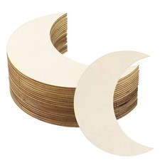 5"x2" Wooden Moon, 20 Pack Unfinished Wood Moon Blank Wooden Cutouts