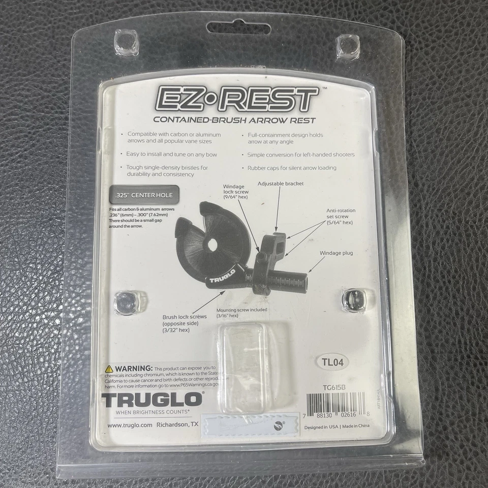 TruGlo EZ Rest Contained Brush Arrow Rest Whisker Biscuit Type LH RH  - Image 4 of 4