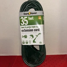 Dura Power 35 Foot Extension Cord 3 Prong Medium Duty Outdoor Triple Tap