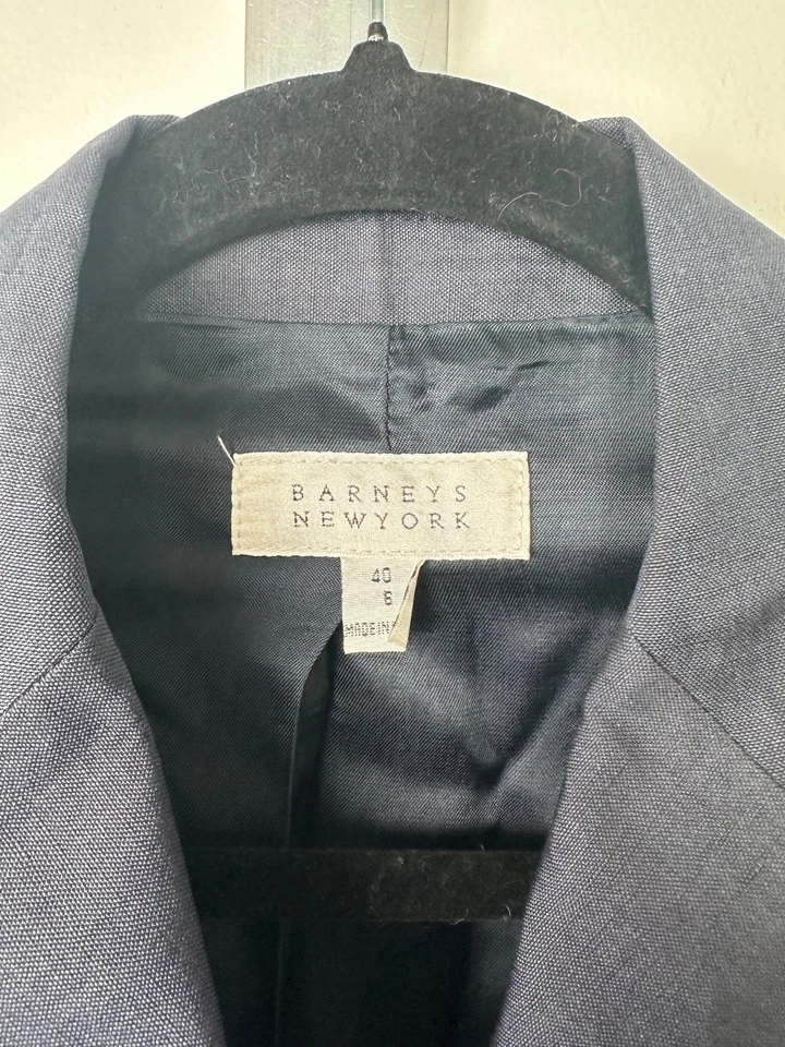 Chaqueta Blazer Barneys New York Talla 6 Lino Mezcla Seda, Forrada, Bolsillo Mujer C5 Foto 2 de 4