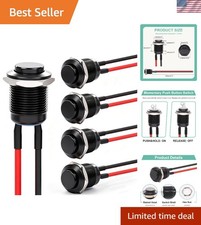 Waterproof 12mm Push Button Switch - Reliable ON/OFF Control, Black Shell